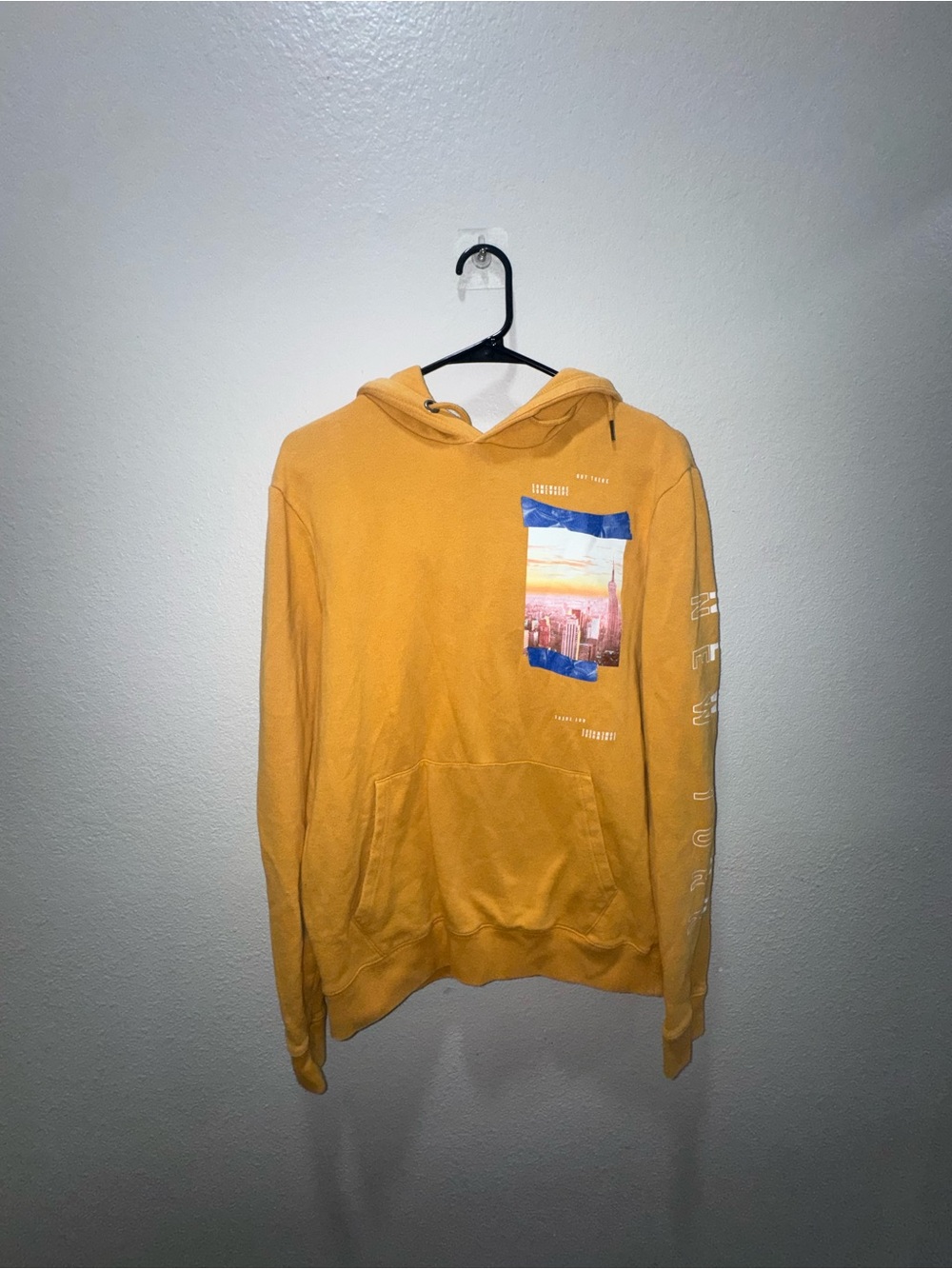 Aeropostale Men's Mustard Yellow Graphic Hoodie
